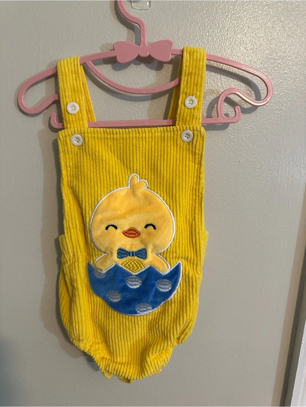 Two Corduroy Baby Rompers - halfway to one and baby chick